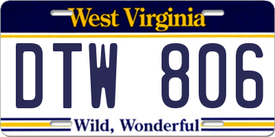 WV license plate DTW806
