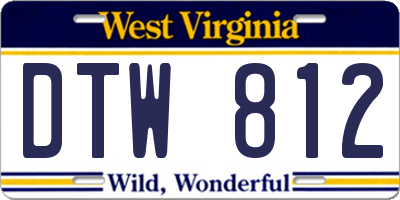 WV license plate DTW812