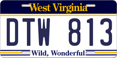 WV license plate DTW813