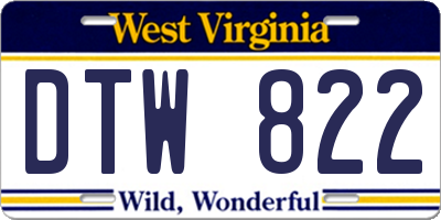 WV license plate DTW822
