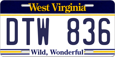 WV license plate DTW836