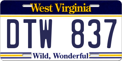 WV license plate DTW837