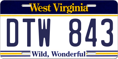 WV license plate DTW843
