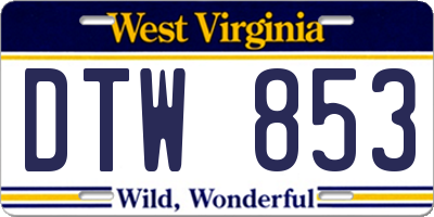WV license plate DTW853