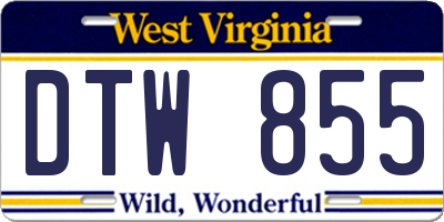 WV license plate DTW855