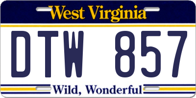 WV license plate DTW857
