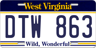 WV license plate DTW863