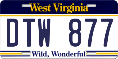 WV license plate DTW877
