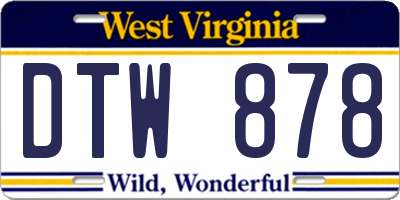 WV license plate DTW878