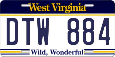 WV license plate DTW884