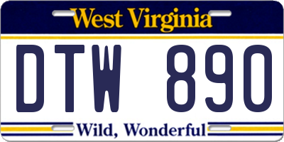 WV license plate DTW890