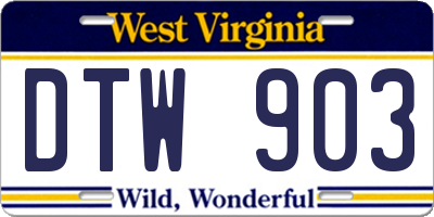 WV license plate DTW903