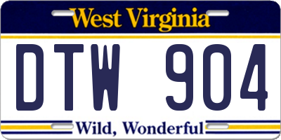 WV license plate DTW904