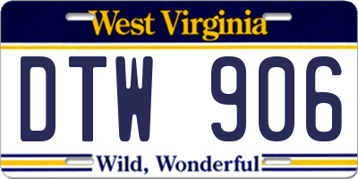 WV license plate DTW906
