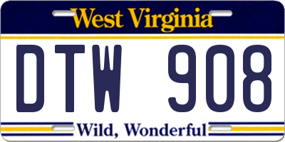 WV license plate DTW908