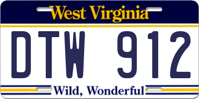 WV license plate DTW912