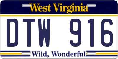 WV license plate DTW916