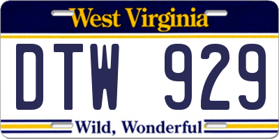 WV license plate DTW929