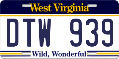 WV license plate DTW939