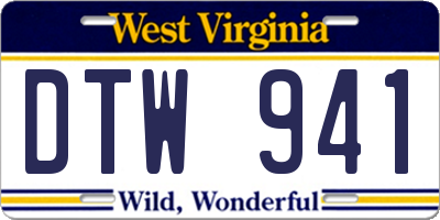 WV license plate DTW941