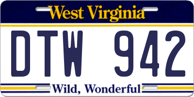 WV license plate DTW942