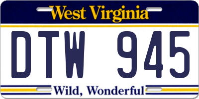 WV license plate DTW945
