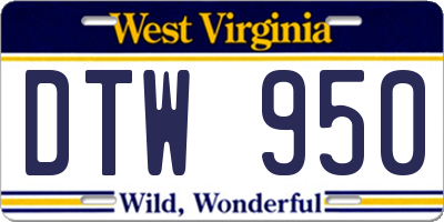 WV license plate DTW950
