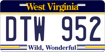 WV license plate DTW952
