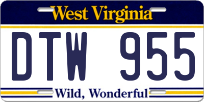WV license plate DTW955