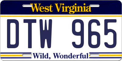 WV license plate DTW965