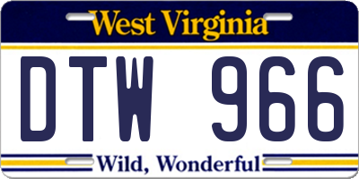 WV license plate DTW966