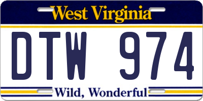 WV license plate DTW974
