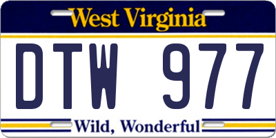 WV license plate DTW977
