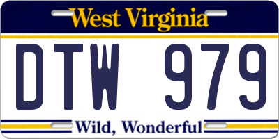 WV license plate DTW979