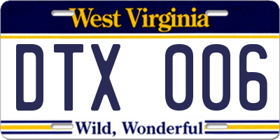 WV license plate DTX006