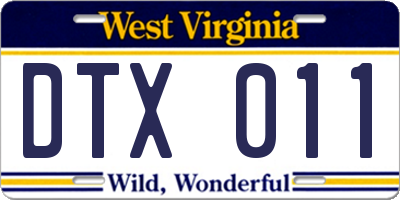 WV license plate DTX011