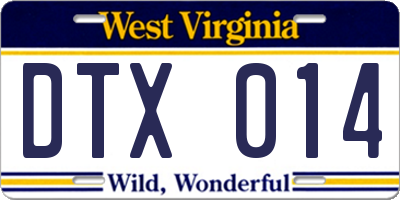 WV license plate DTX014