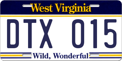 WV license plate DTX015