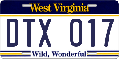 WV license plate DTX017