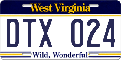 WV license plate DTX024