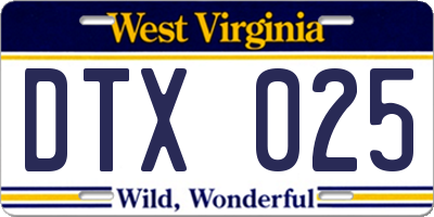 WV license plate DTX025