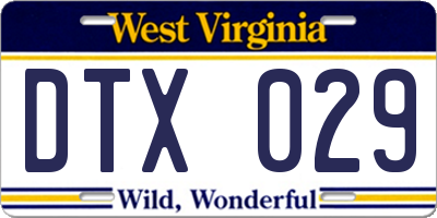 WV license plate DTX029