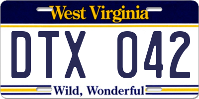 WV license plate DTX042