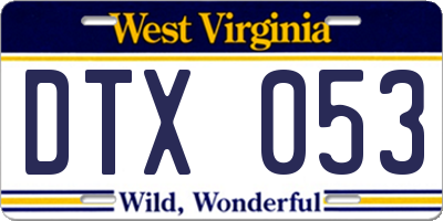 WV license plate DTX053