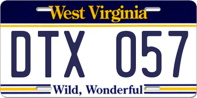 WV license plate DTX057
