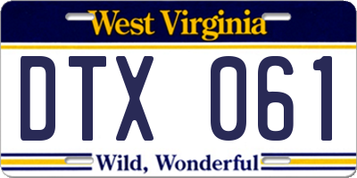 WV license plate DTX061