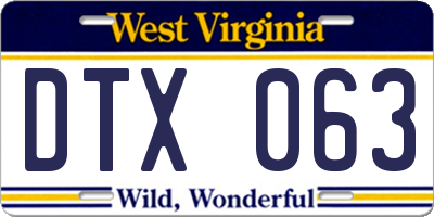 WV license plate DTX063