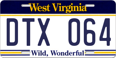 WV license plate DTX064
