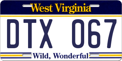 WV license plate DTX067