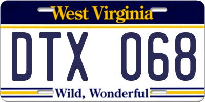 WV license plate DTX068